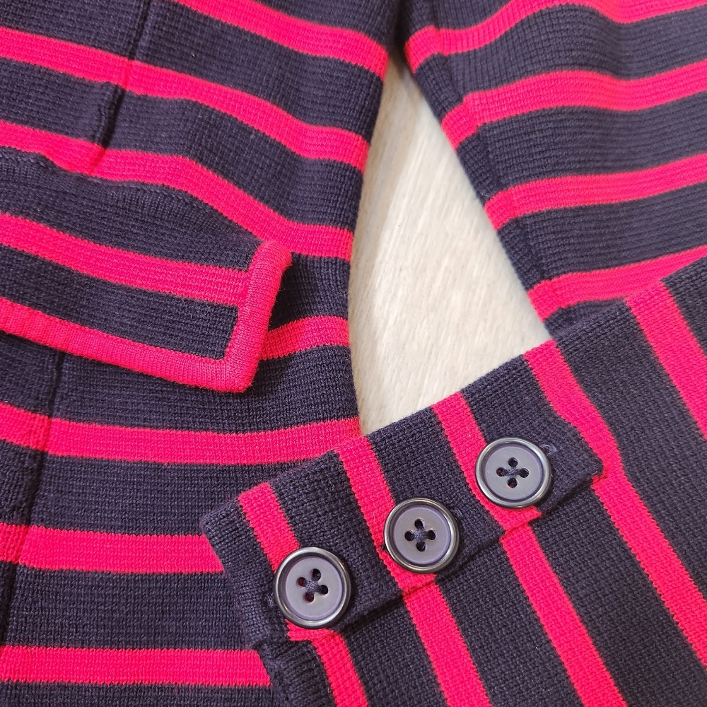 Talbots blazer XL Petite red blue striped knit double chest nautical preppy - Picture 7 of 13